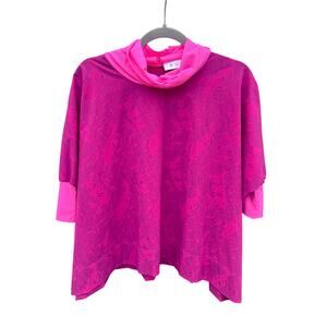 BURU Hot Pink Abstract Print Oversized Swing Top XS S